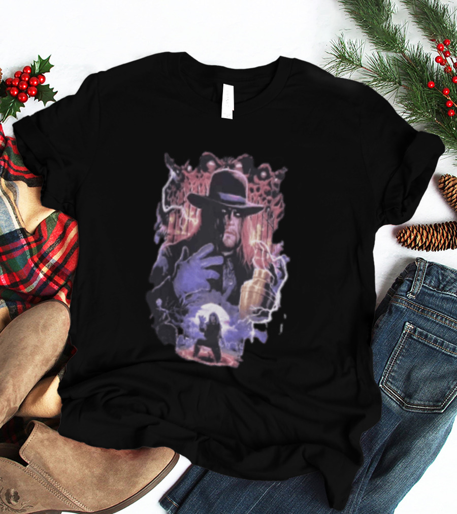The Undertaker WWE Wrestler Vintage Style With Lightning And Urn T-Shirt