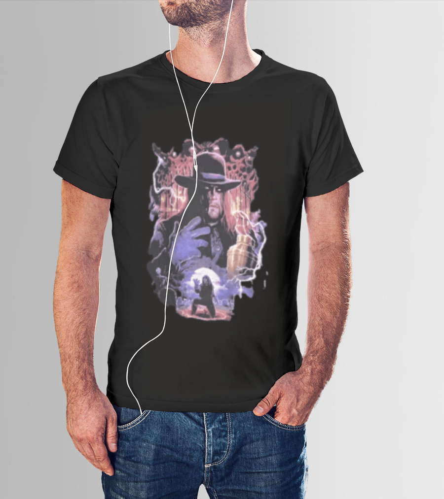 The Undertaker WWE Wrestler Vintage Style With Lightning And Urn T-Shirt