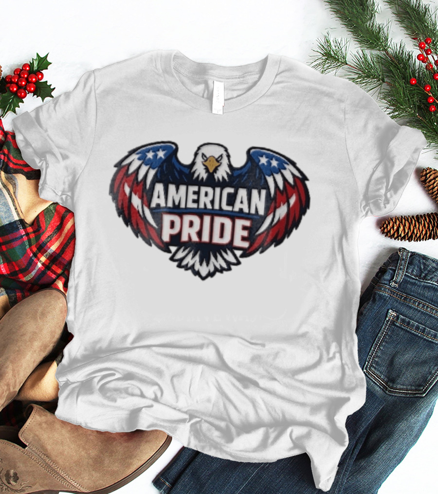 American Pride Bald Eagle Wings Stars And Stripes Flag T-Shirt