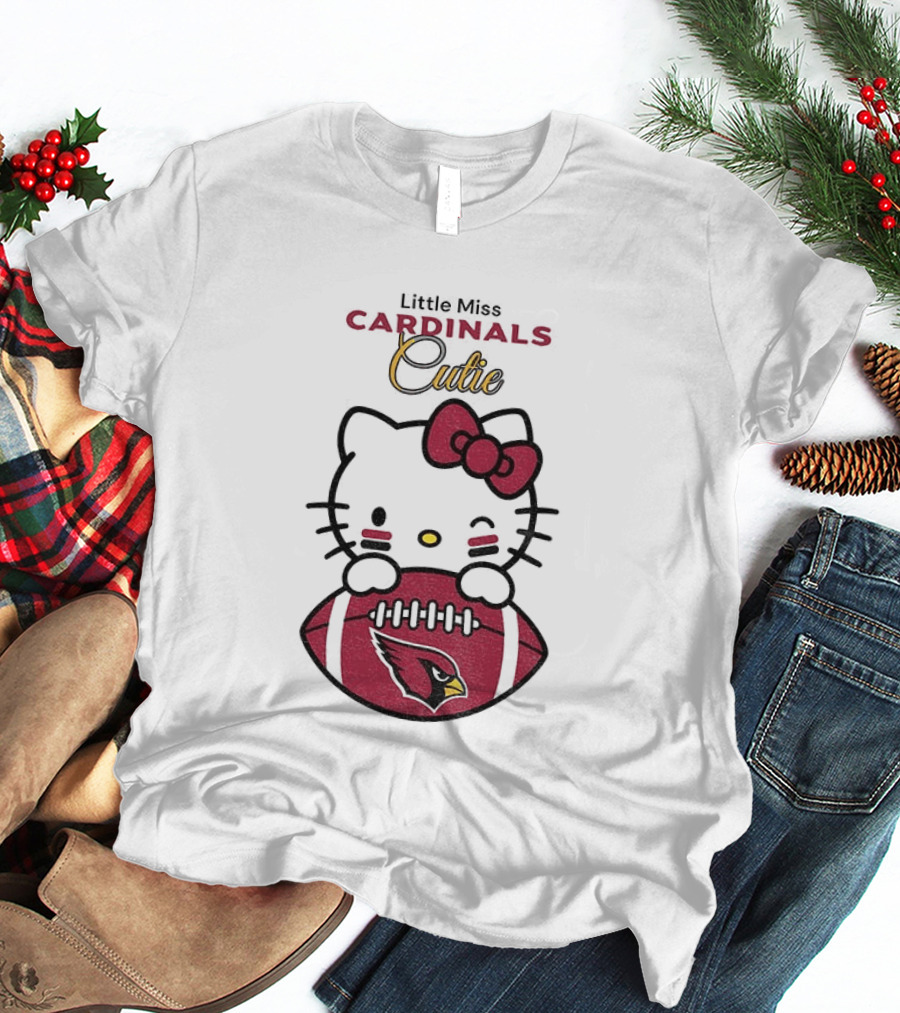 Little Miss Cardinals Cutie Hello Kitty Football T-Shirt