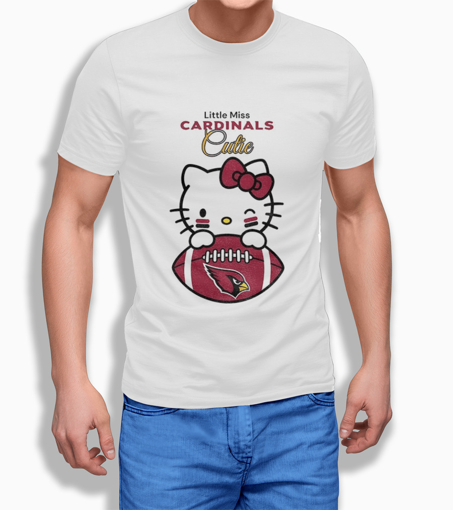 Little Miss Cardinals Cutie Hello Kitty Football T-Shirt