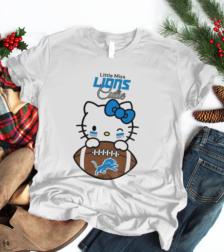 Little Miss Lions Hello Kitty Cute Football T-Shirt