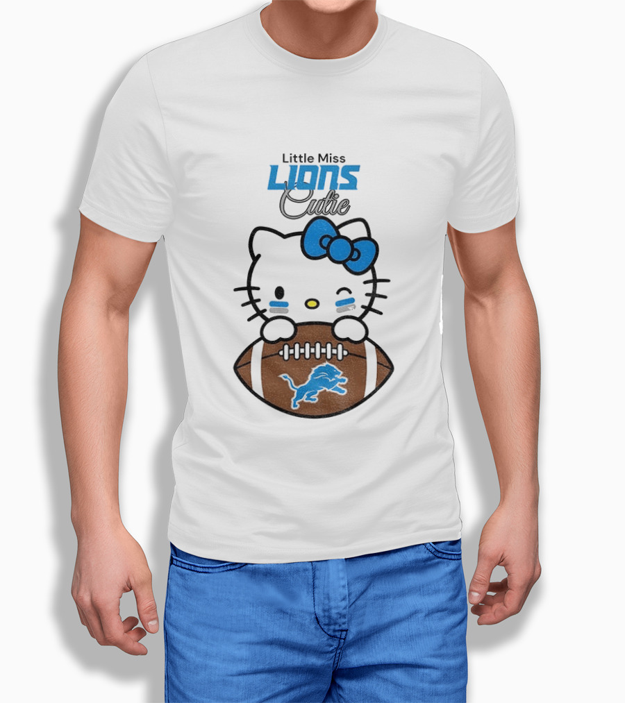 Little Miss Lions Hello Kitty Cute Football T-Shirt