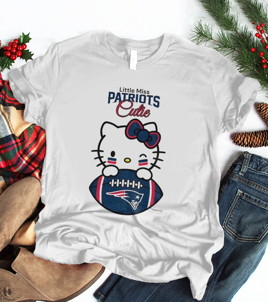 Little Miss Patriots Cutie Hello Kitty Football T-Shirt