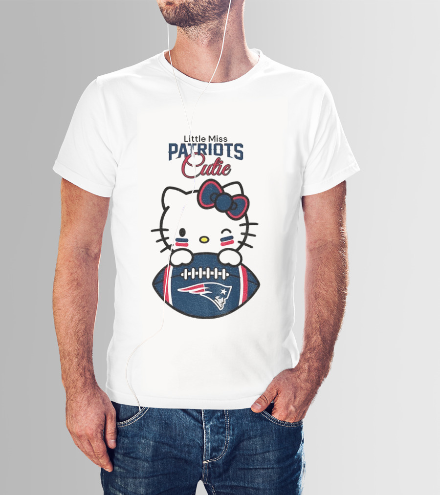 Little Miss Patriots Cutie Hello Kitty Football T-Shirt