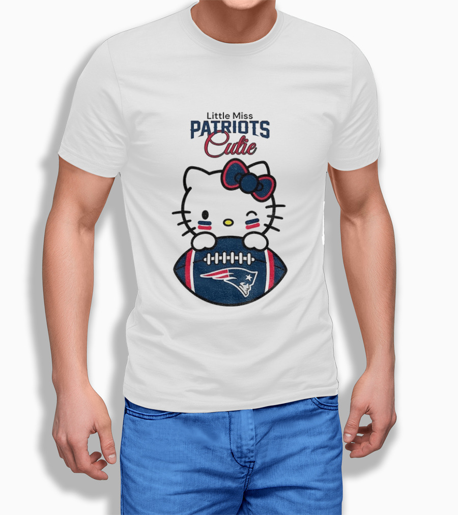 Little Miss Patriots Cutie Hello Kitty Football T-Shirt
