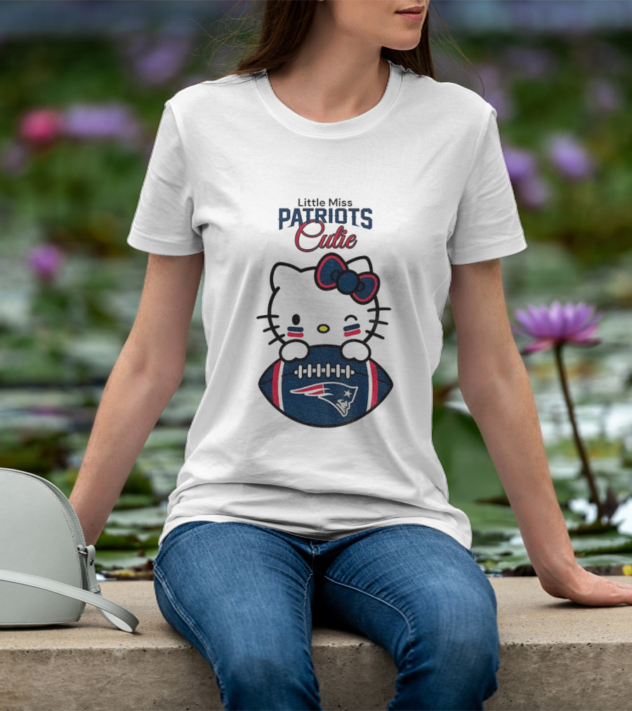 Little Miss Patriots Cutie Hello Kitty Football T-Shirt