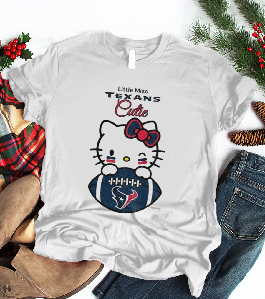 Little Miss Texans Cutie Hello Kitty Football T-Shirt