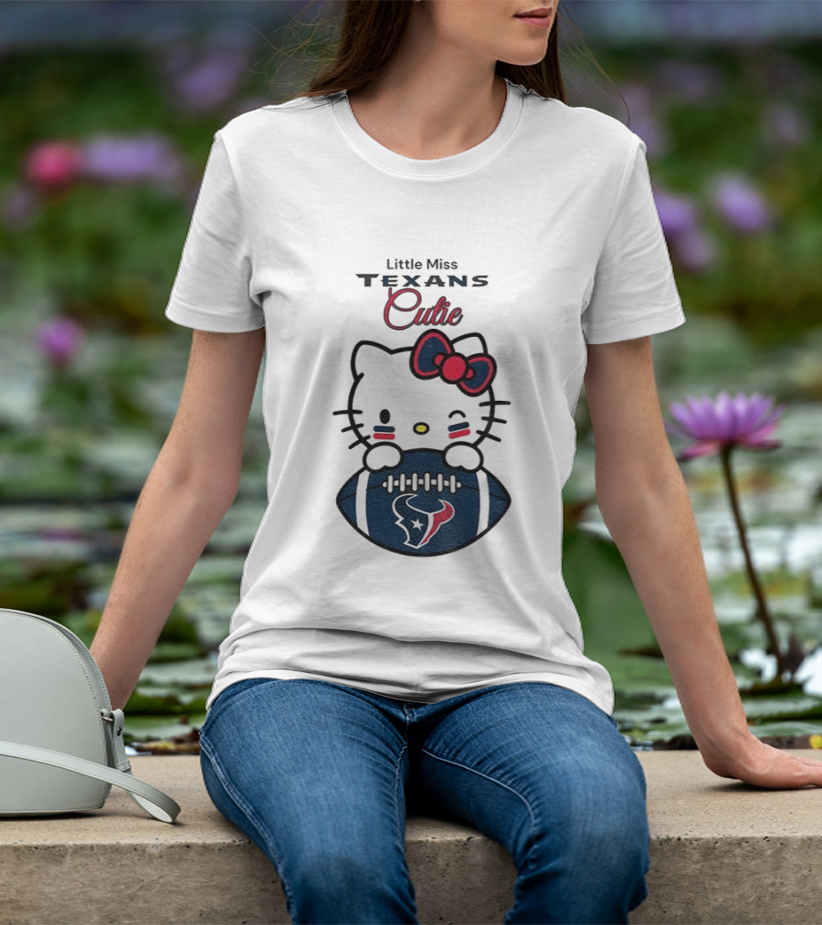 Little Miss Texans Cutie Hello Kitty Football T-Shirt