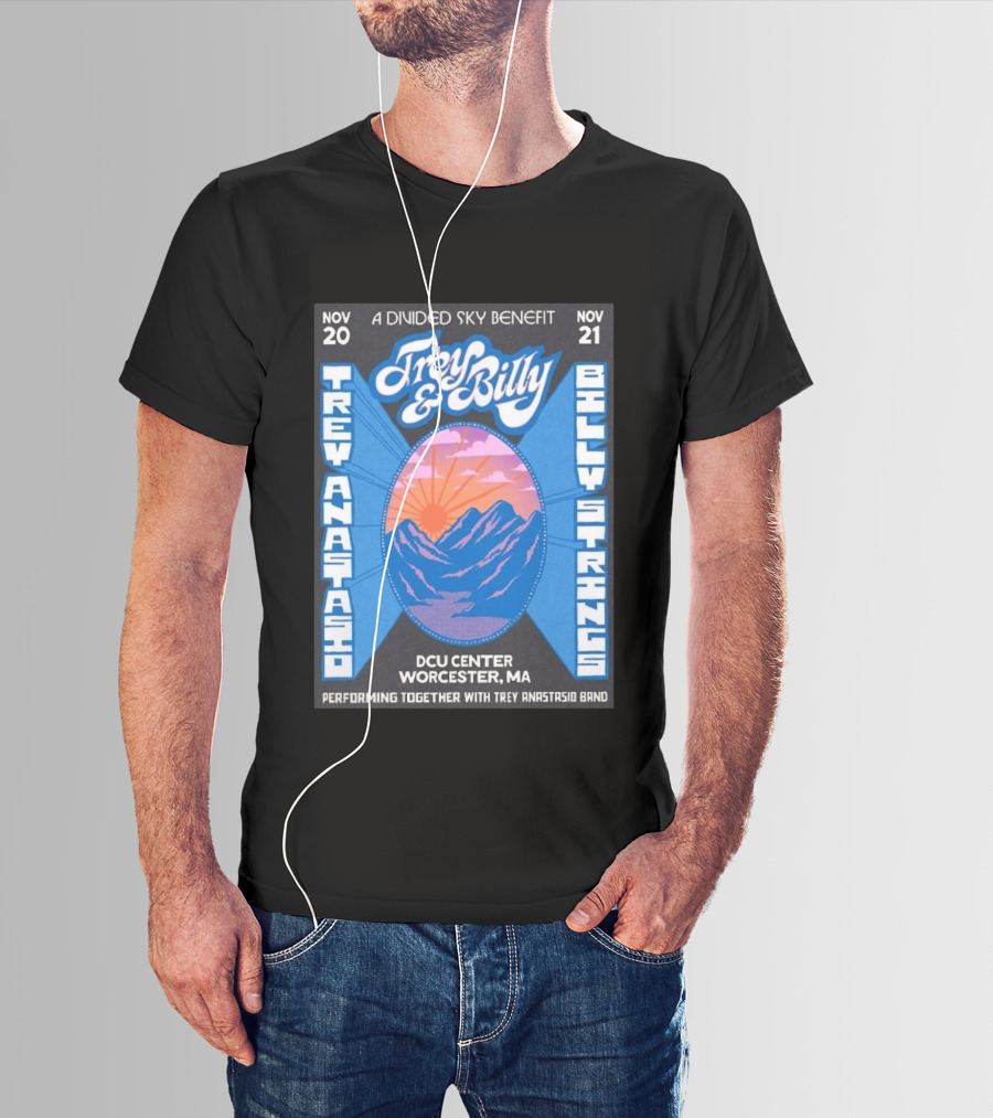 Trey Anastasio And Billy Strings A Divided Sky Benefit At DCU Center Worcester MA November 20 21 2026 T-Shirt