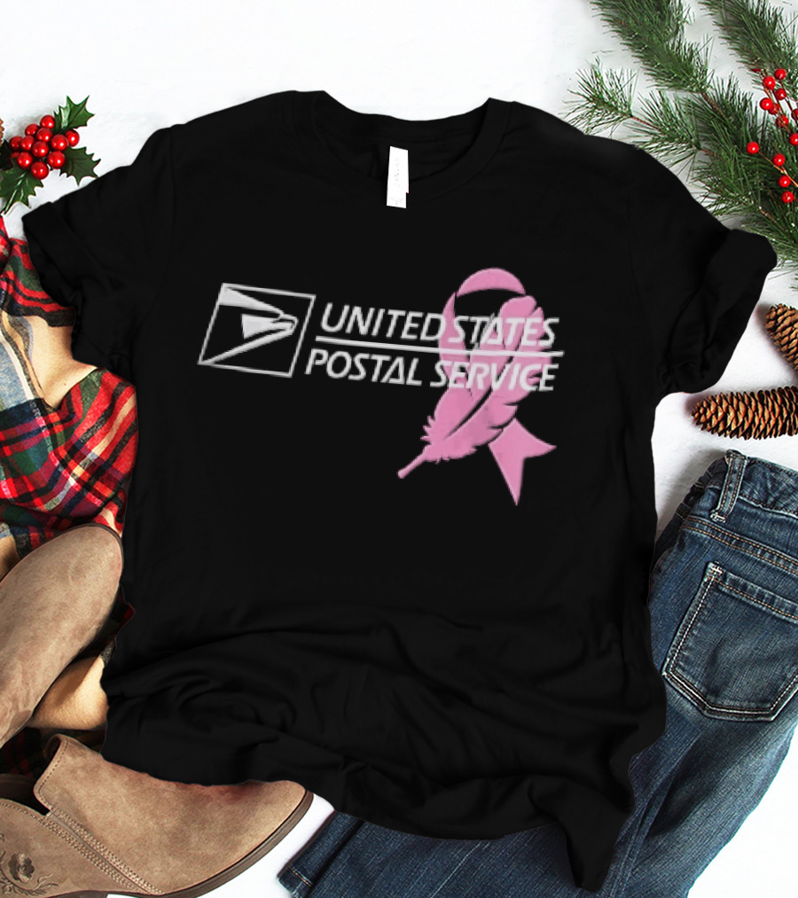 United States Postal Service Pink Breast Cancer Awareness Feather Ribbon T-Shirt