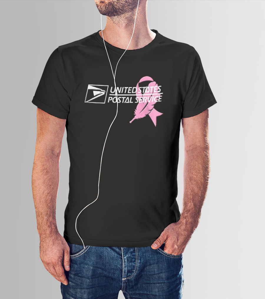 United States Postal Service Pink Breast Cancer Awareness Feather Ribbon T-Shirt