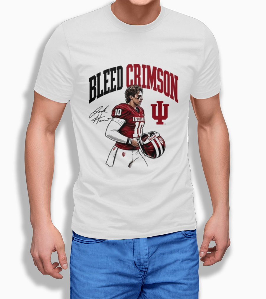 Bleed Crimson IU Football Number 10 Player Signature T-Shirt