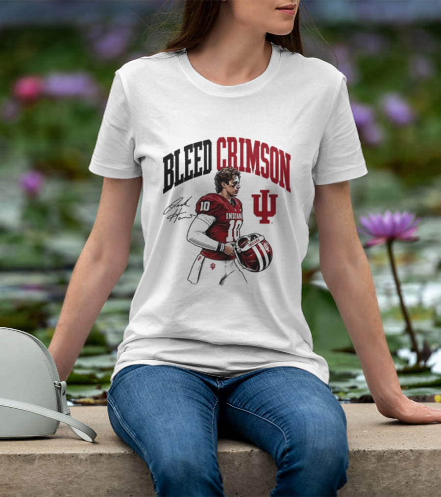 Bleed Crimson IU Football Number 10 Player Signature T-Shirt
