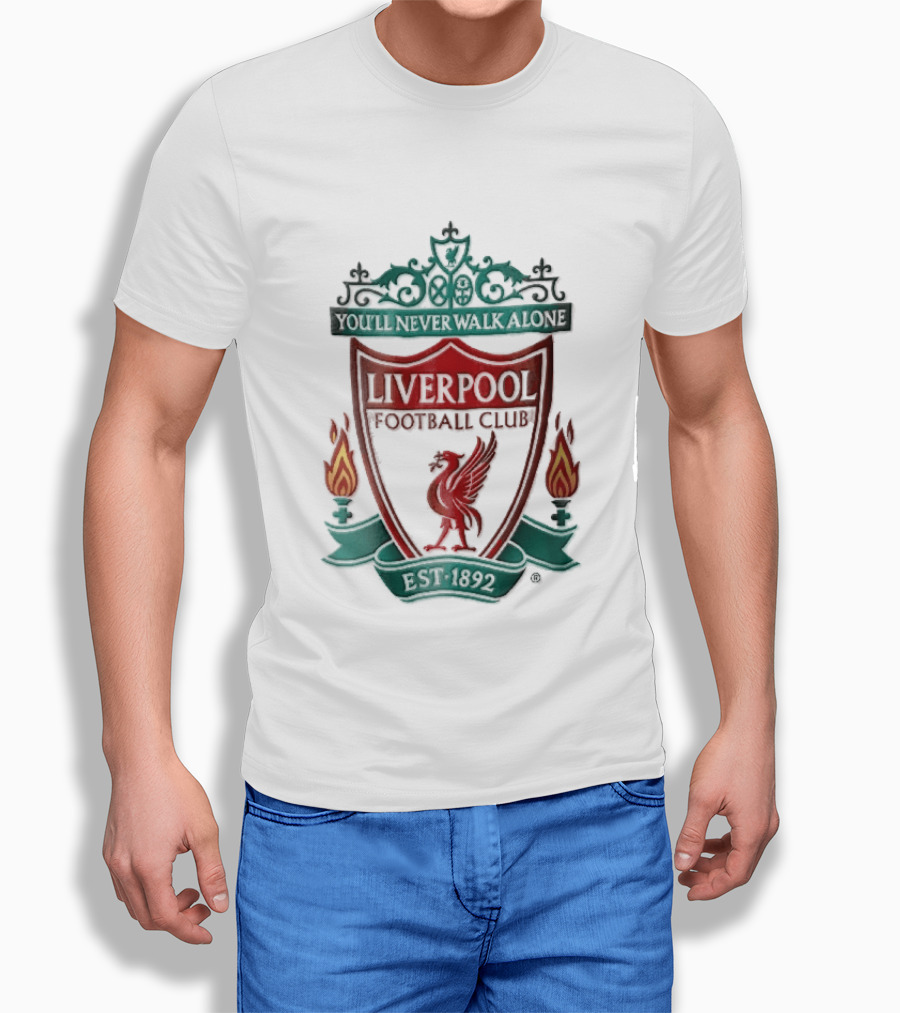 Liverpool Football Club You'll Never Walk Alone Shankly Gates Est 1892 Crest Shield Flames T-Shirt