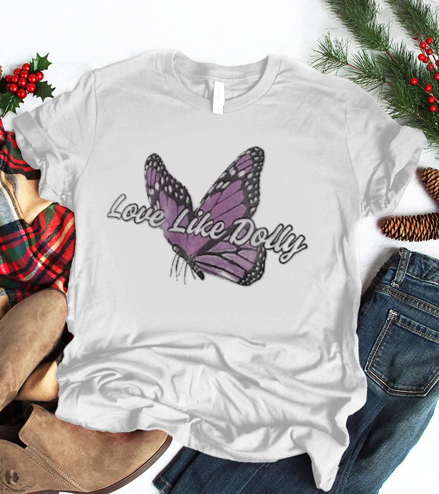 Love Like Dolly Purple Monarch Butterfly Open Wings T-Shirt
