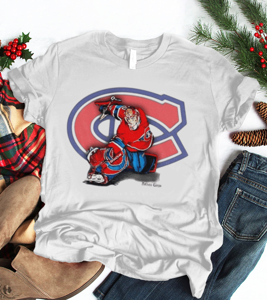 Montreal Canadiens Mathieu Garon NHL Hockey Goalie Action Pose T-Shirt