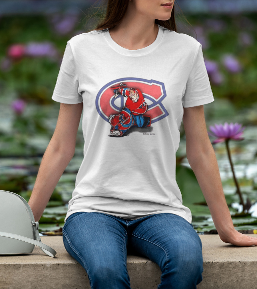 Montreal Canadiens Mathieu Garon NHL Hockey Goalie Action Pose T-Shirt