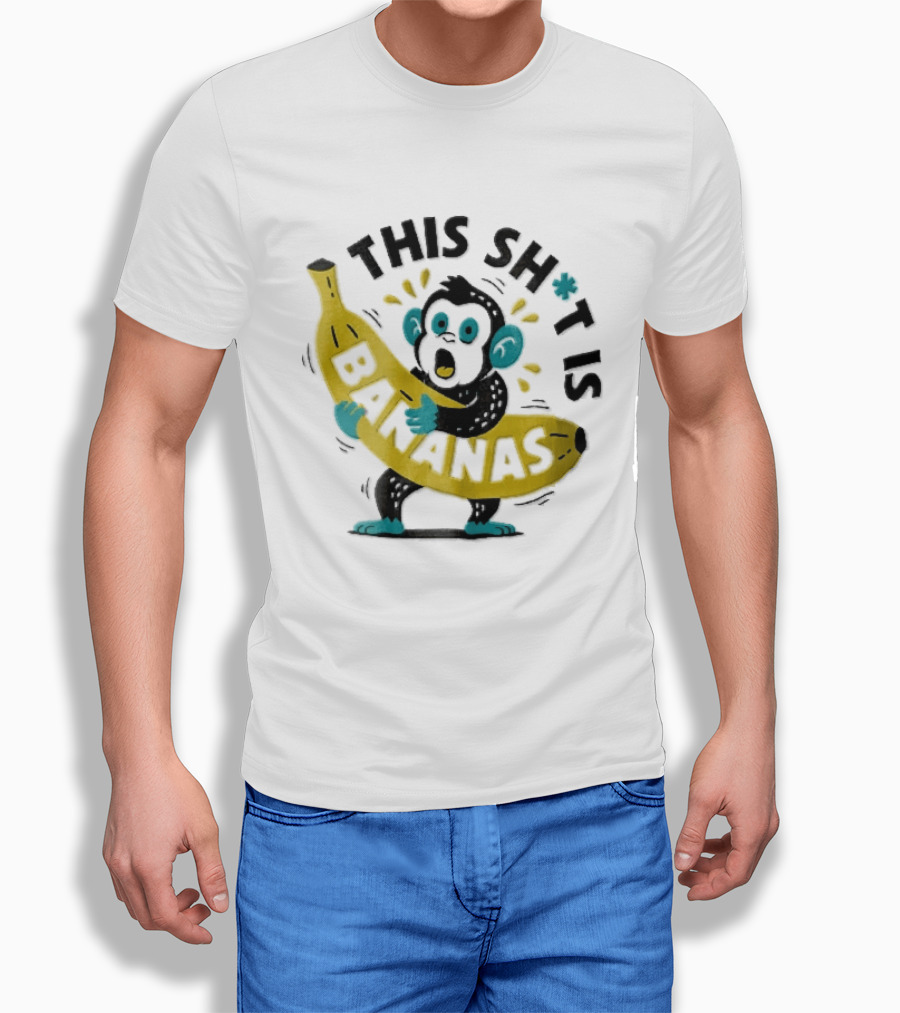 This Shit Is Bananas Surprised Monkey Holding Giant Fruit T-Shirt