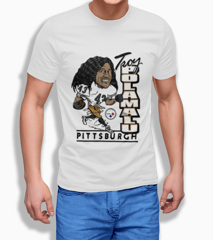 Troy Polamalu Pittsburgh Steelers 43 Caricature T-Shirt