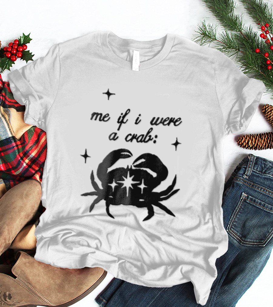 Me If I Were A Crab Crustacean Sparkles Silhouette Four Point Stars T-Shirt