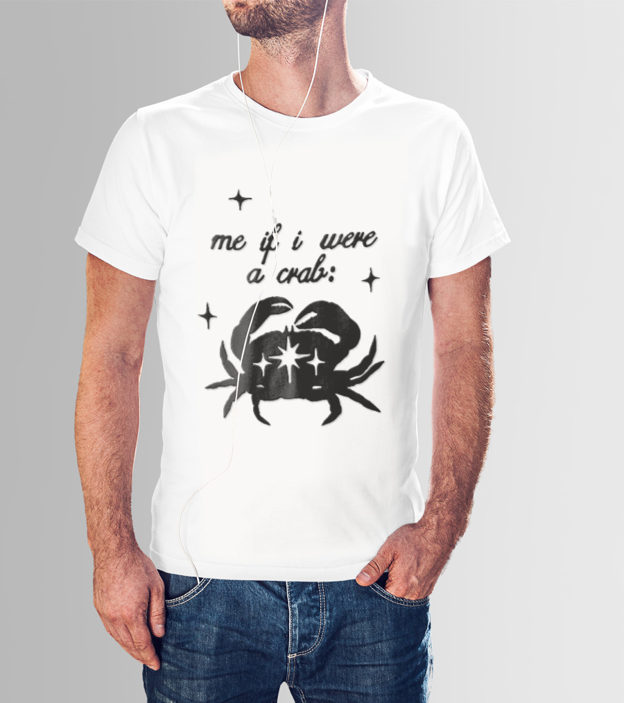 Me If I Were A Crab Crustacean Sparkles Silhouette Four Point Stars T-Shirt
