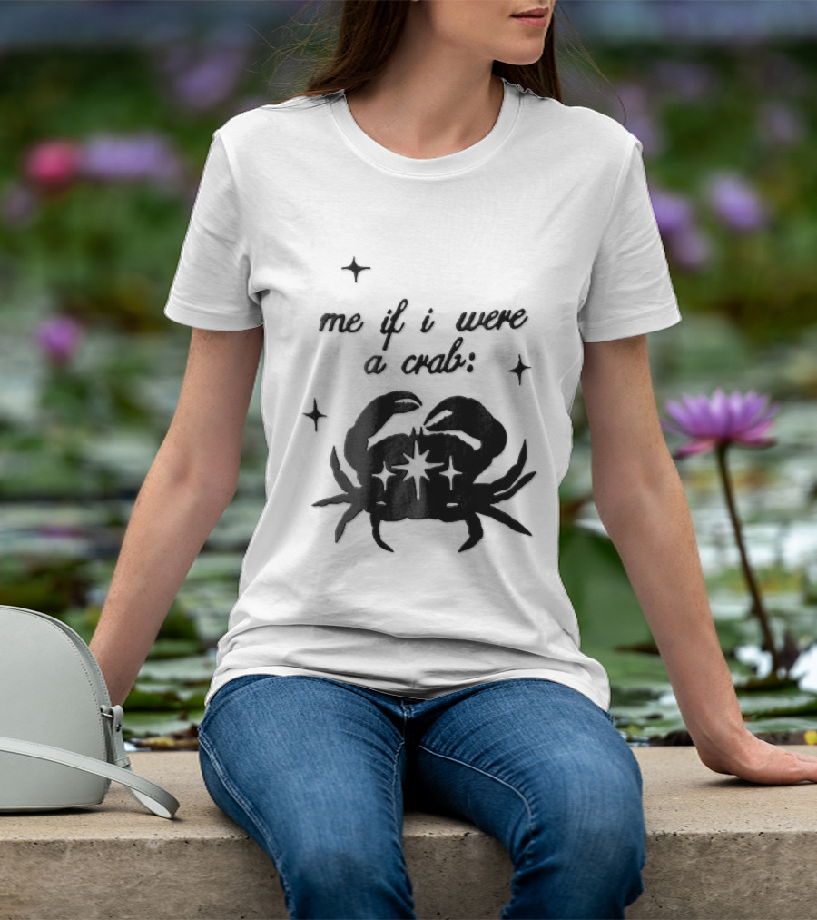 Me If I Were A Crab Crustacean Sparkles Silhouette Four Point Stars T-Shirt