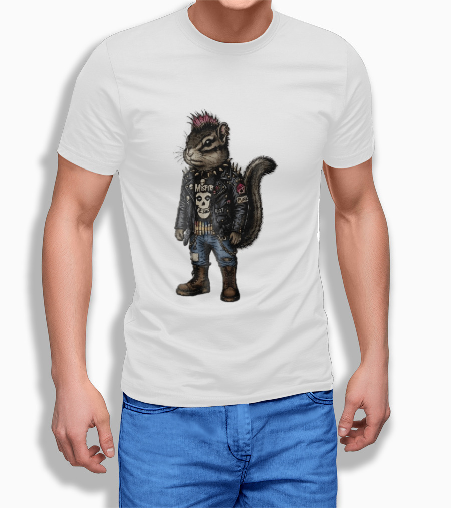 Misfits Chipmunk Riot Punk Pink Mohawk Leather Jacket Boots T-Shirt
