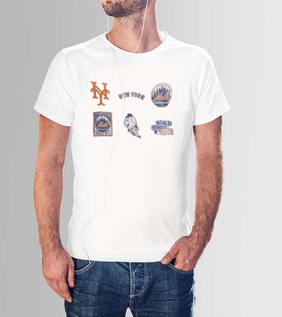 New York Mets 25th Anniversary 1986 World Series Logos T-Shirt