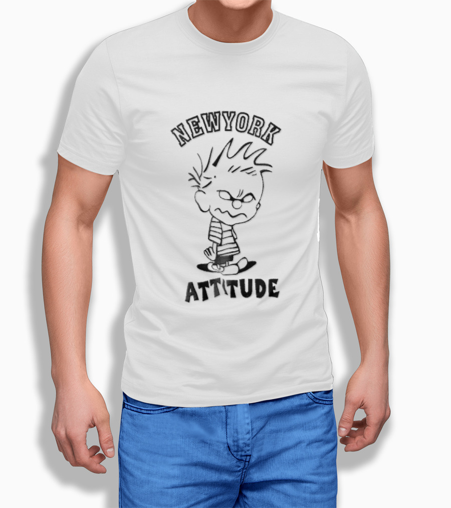 Newyork Attitude Bootleg Angry Spiky Hair Cartoon Boy T-Shirt