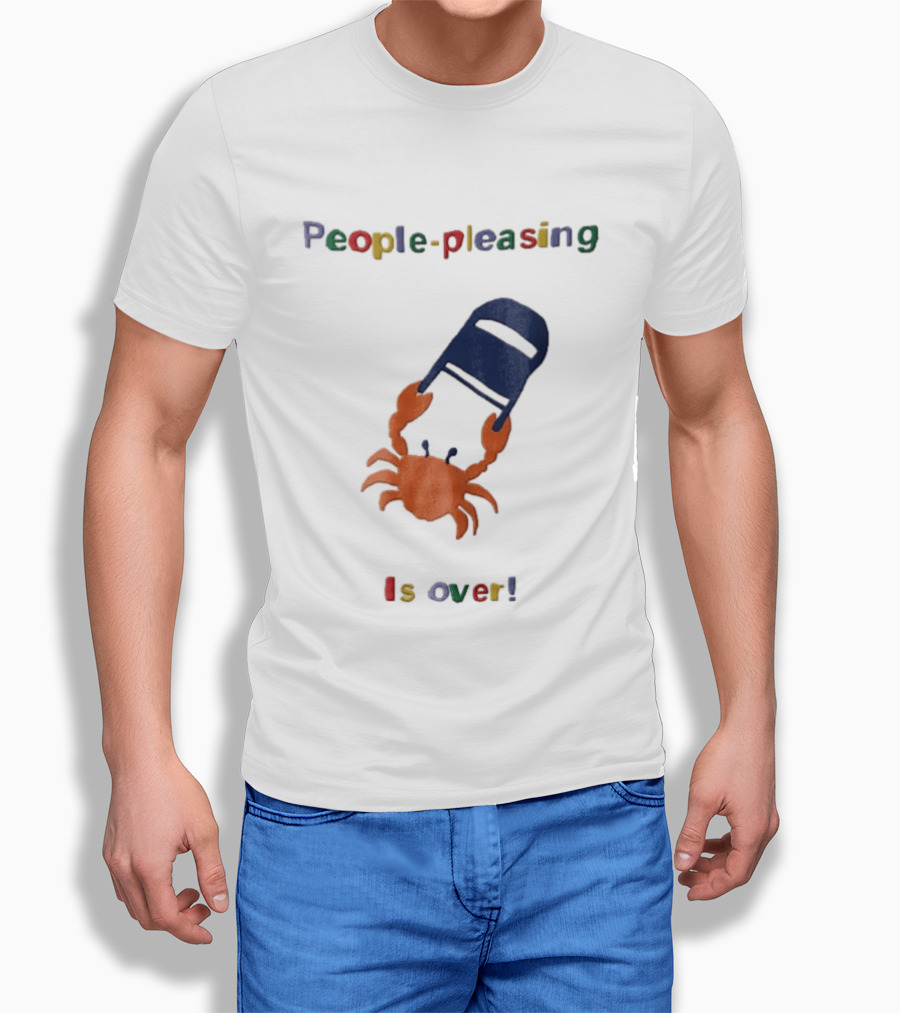 People Pleasing Is Over Orange Crab Throwing Folding Chair Popcompunk Cartoon T-Shirt