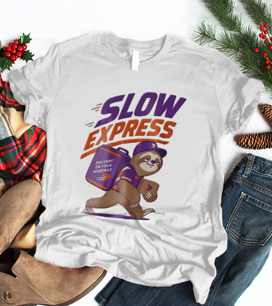 Slow Express Delivery On Your Schedule Cartoon Sloth Courier Carrying Package T-Shirt