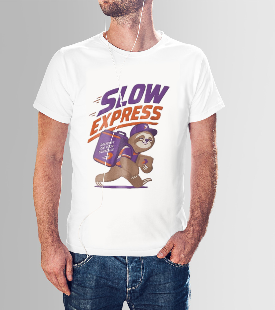 Slow Express Delivery On Your Schedule Cartoon Sloth Courier Carrying Package T-Shirt