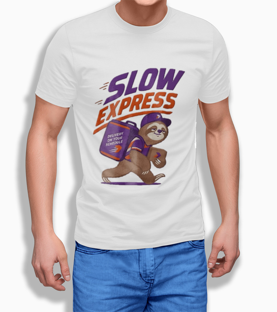 Slow Express Delivery On Your Schedule Cartoon Sloth Courier Carrying Package T-Shirt