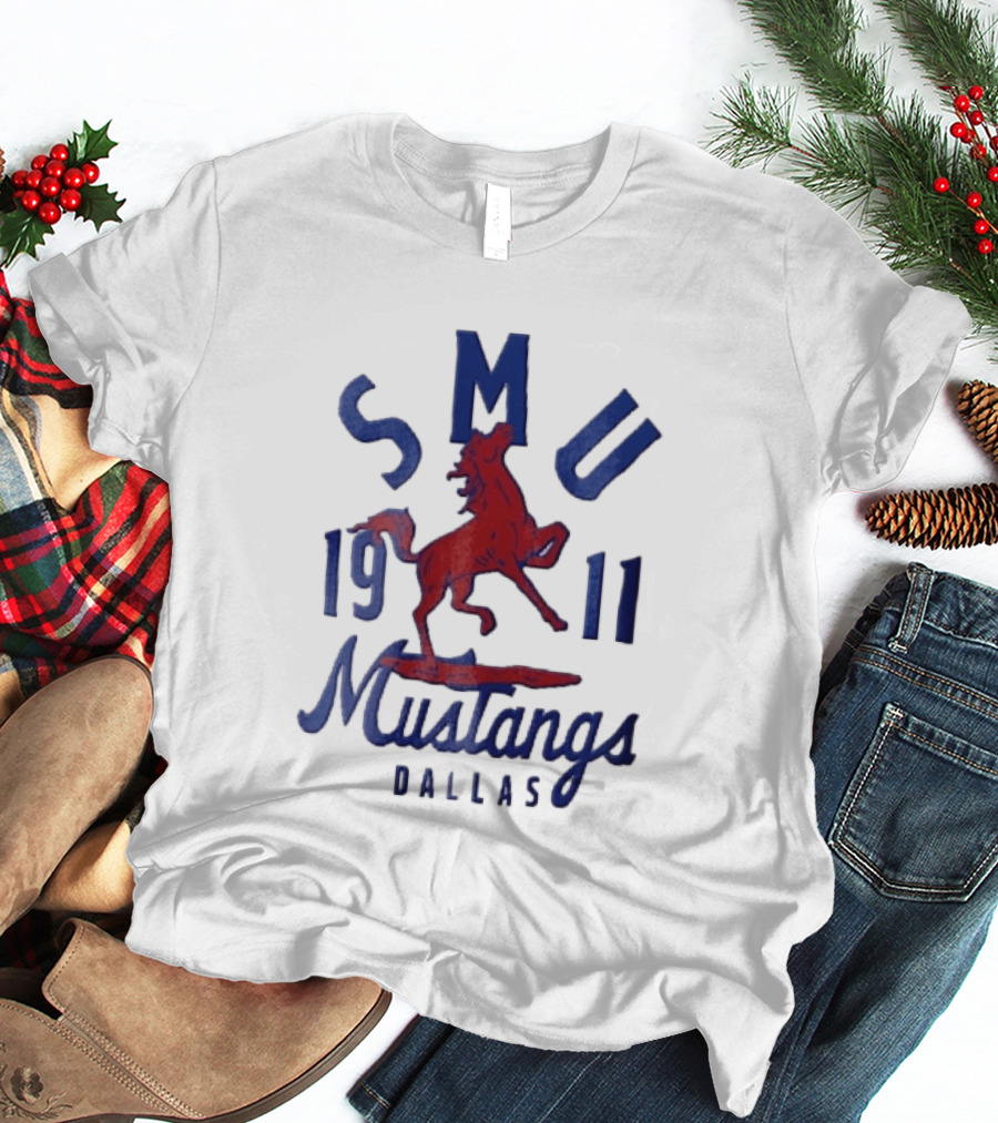 SMU Mustangs Dallas 1911 Red Rearing Horse T-Shirt