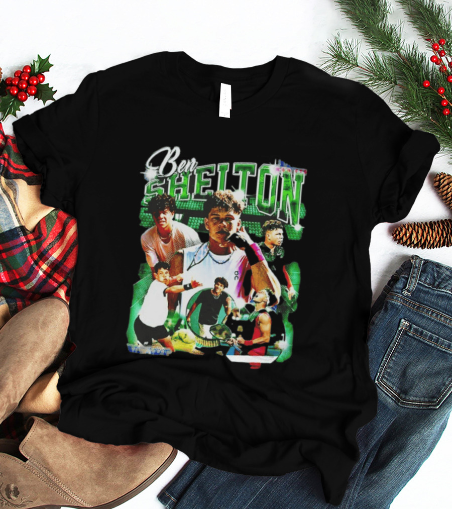 Ben Shelton Tennis Champions Green Collage T-Shirt