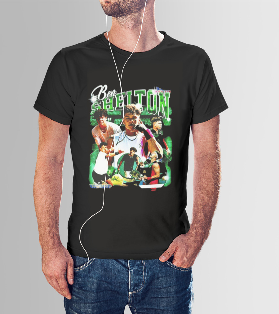 Ben Shelton Tennis Champions Green Collage T-Shirt