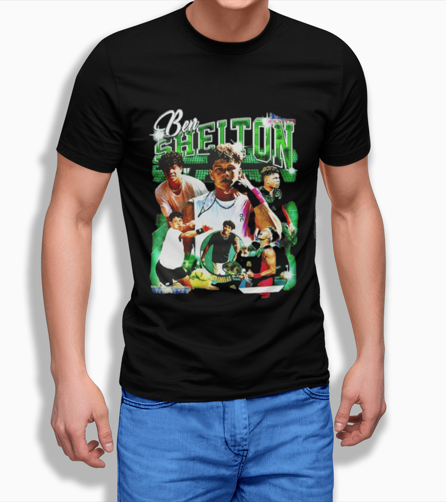 Ben Shelton Tennis Champions Green Collage T-Shirt