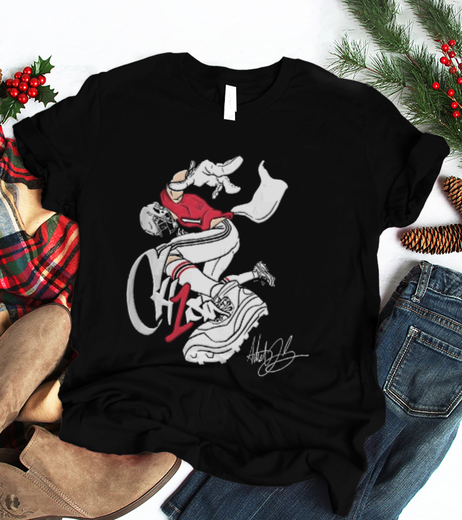 C1n Cam Newton New England Patriots Fisheye Cleat Cartoon Line T-Shirt