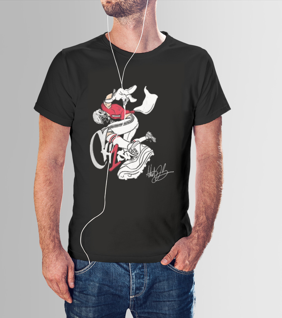 C1n Cam Newton New England Patriots Fisheye Cleat Cartoon Line T-Shirt