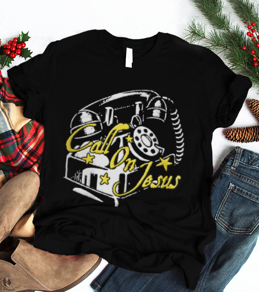 Call On Jesus Rotary Telephone Yellow Stars T-Shirt