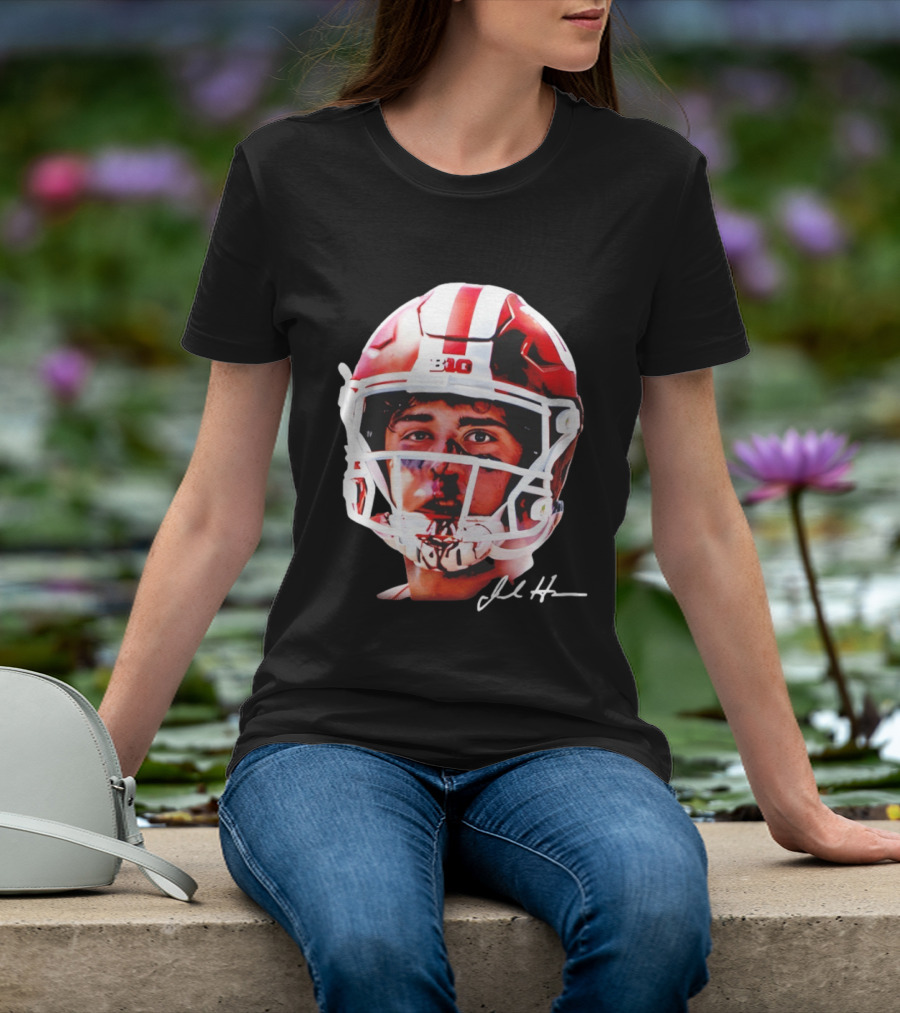 Josh Hoover Indiana Tuff Bloody Face Big Ten Football Helmet Signature T-Shirt