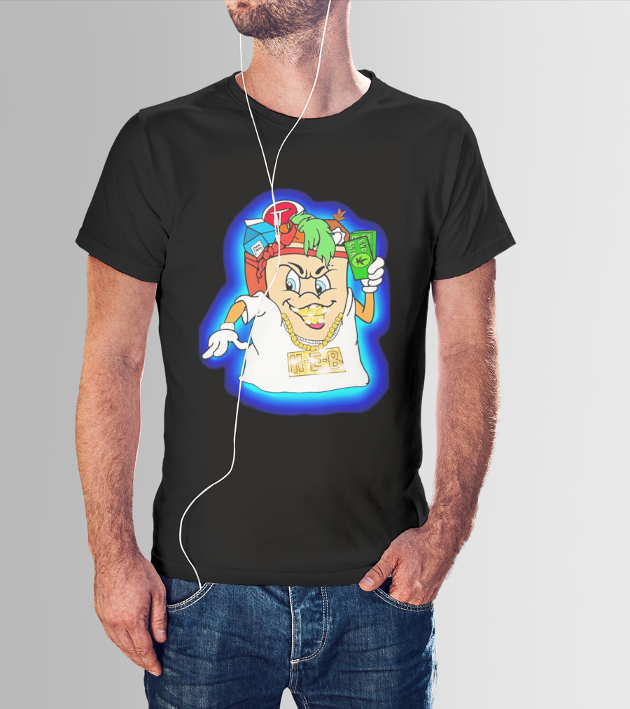 H E Buddy Bud Bucks Character Holding Bud Buck Bills And Wearing Gold Chain With Bling H E B T-Shirt
