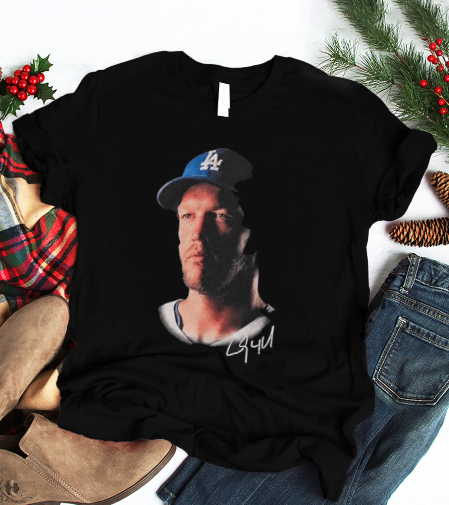 Kike Hernandez Wears Clayton Kershaw Face LA Dodgers Signature T-Shirt