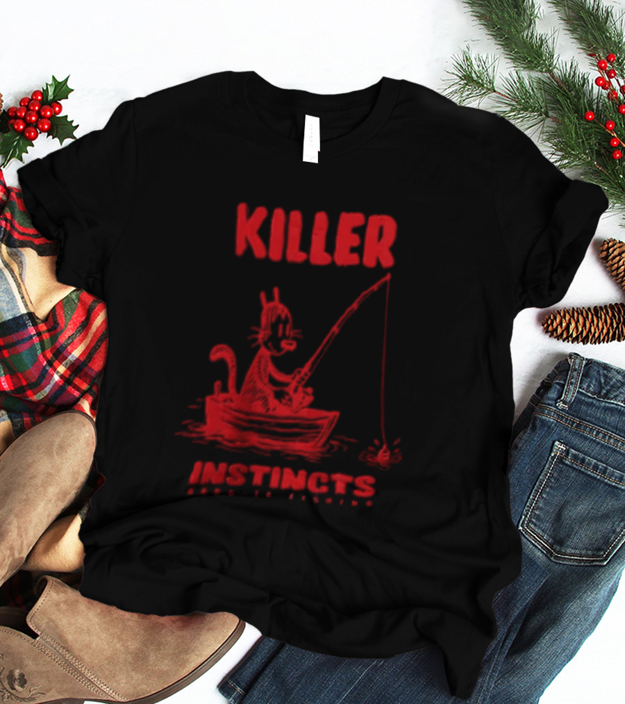Killer Instincts Fishing Cat In A Boat T-Shirt