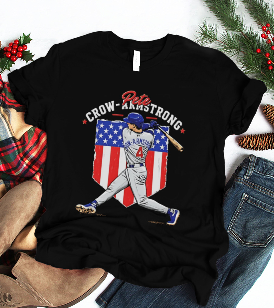 Pete Crow Armstrong Chicago Cubs Baseball 4 American Flag 2026 T-Shirt