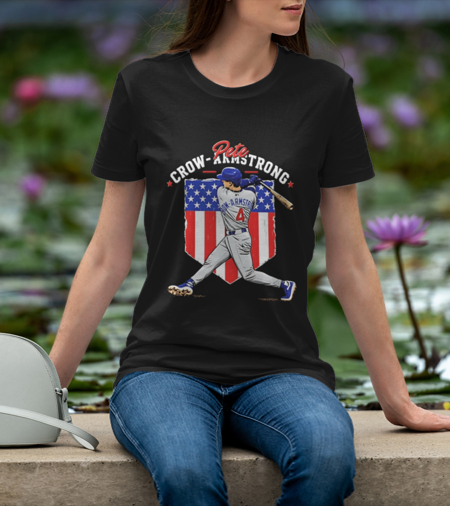 Pete Crow Armstrong Chicago Cubs Baseball 4 American Flag 2026 T-Shirt