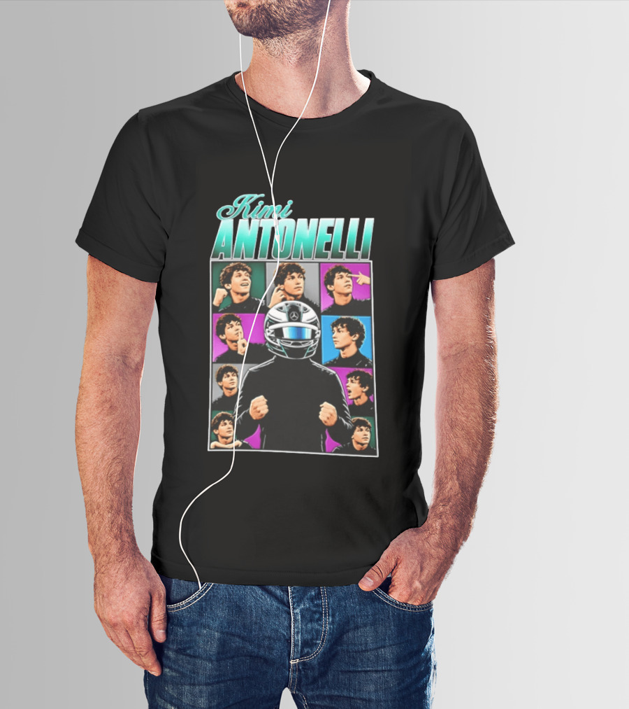 Kimi Antonelli F1 Team Pop Art Helmet Racer T-Shirt