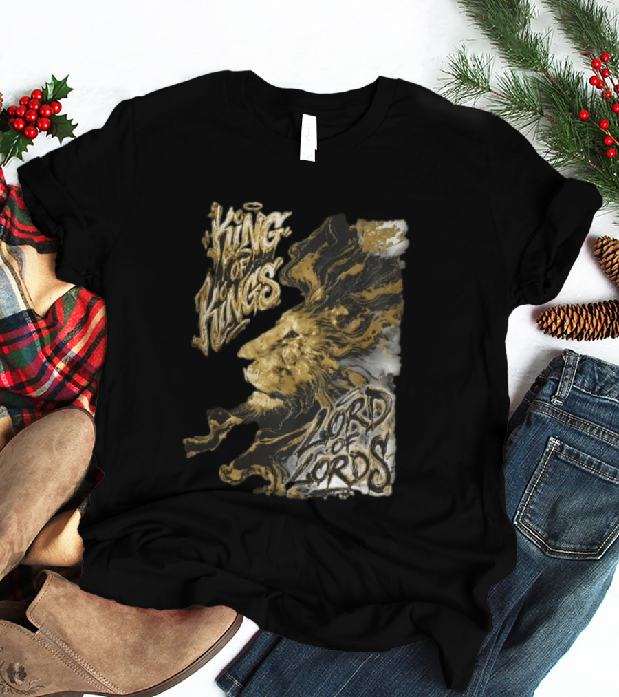 King Of Kings Lord Of Lords Golden Lion Swirling Mane T-Shirt