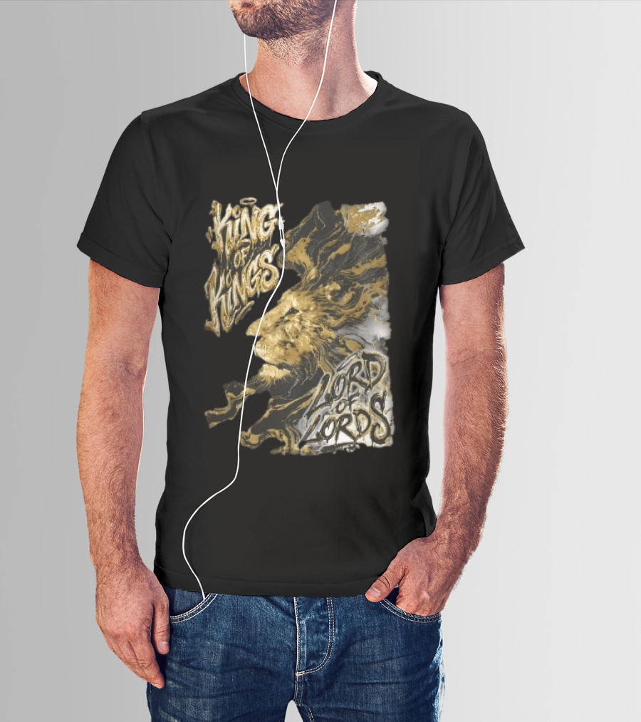 King Of Kings Lord Of Lords Golden Lion Swirling Mane T-Shirt